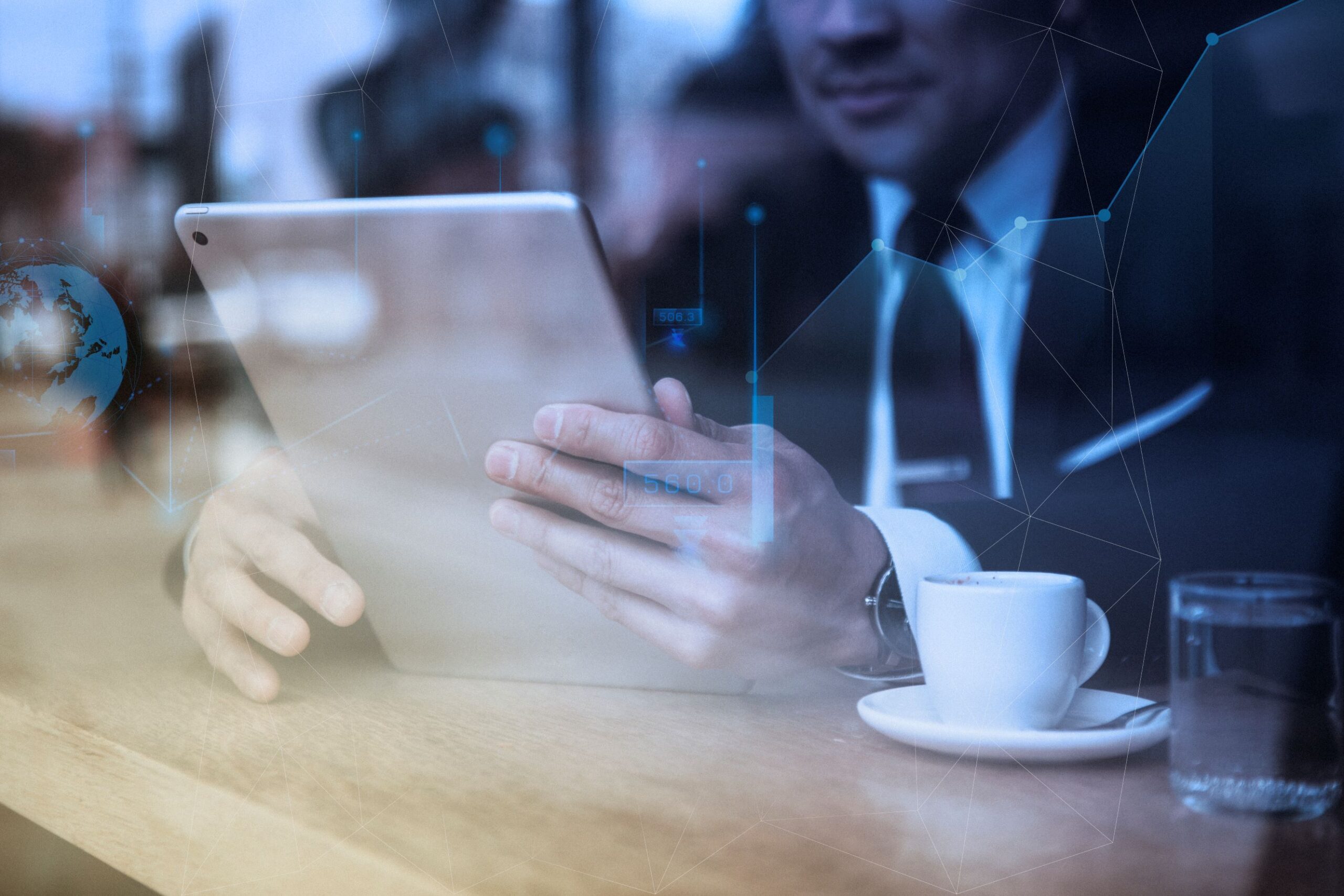 Businessman using tablet device